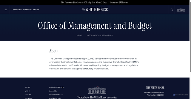 Security scan screenshot of https://www.whitehouse.gov/omb/?utm_source=budget.gov