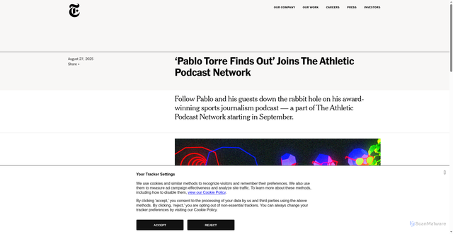 Security scan screenshot of https://www.nytco.com/press/pablo-torre-finds-out-joins-the-athletic-podcast-network/