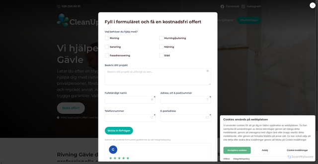 Security scan screenshot of https://xn--rivninggvle-s8a.se