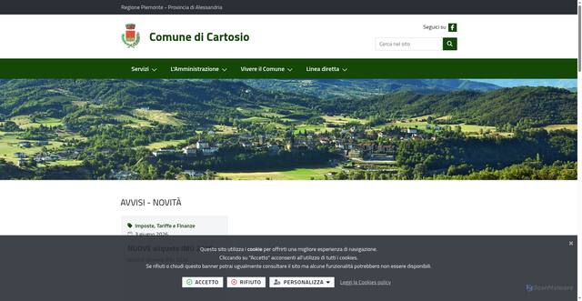 Security scan screenshot of https://www.comune.cartosio.al.it
