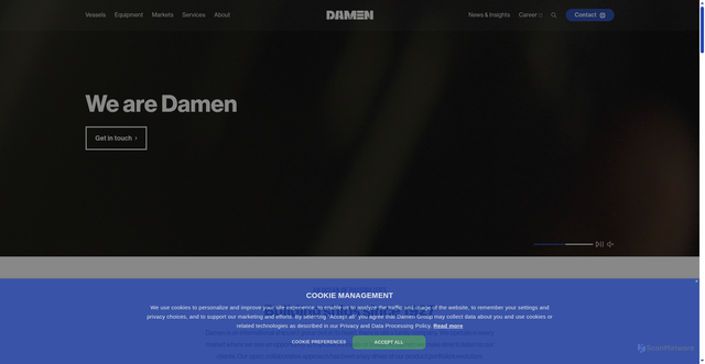 Security scan screenshot of https://damen.com