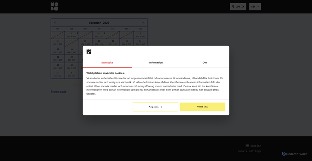 Security scan screenshot of https://book.hobo.se/