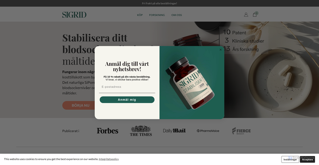 Security scan screenshot of https://sigridstabiliser.se