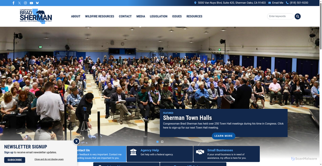 Security scan screenshot of http://sherman.house.gov/