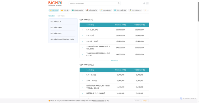 Security scan screenshot of https://baomoi.com/tien-ich-gia-vang.epi