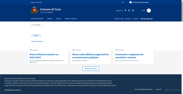 Security scan screenshot of https://www.comune.covo.bg.it/