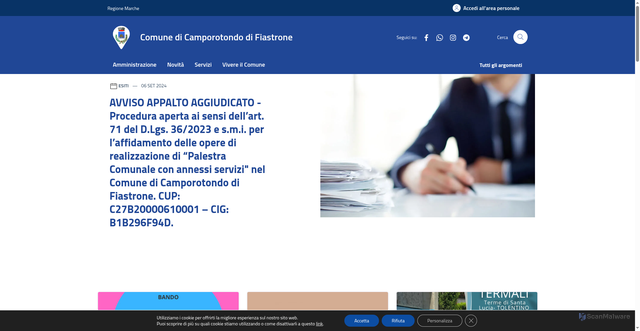 Security scan screenshot of https://www.comune.camporotondodifiastrone.mc.it/