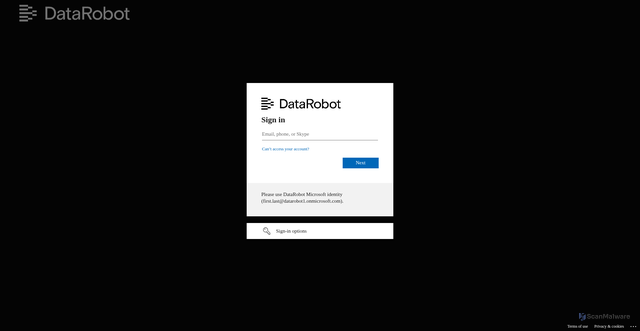 Security scan screenshot of https://datarobot1-my.sharepoint.com