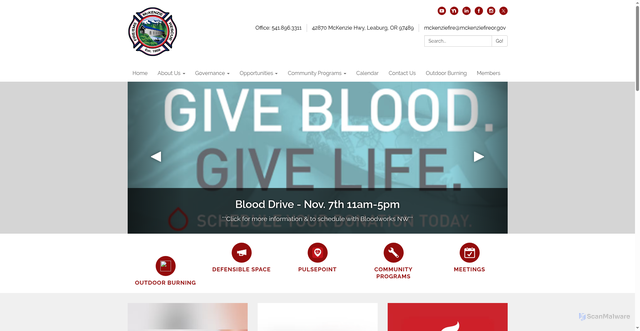 Security scan screenshot of https://www.mckenziefireor.gov/