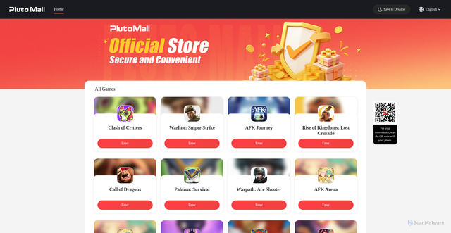 Security scan screenshot of https://plutomall.com