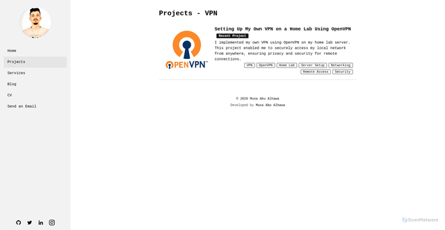 Security scan screenshot of https://musa-abualhawa.pages.dev/projects/tag/VPN