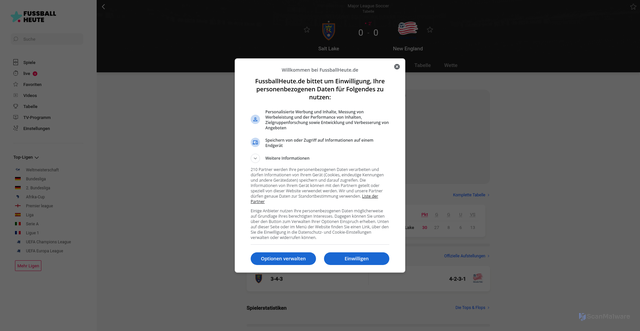 Security scan screenshot of https://www.fussballheute.de/livescore/5210416157581897481-real-salt-lake-vs-new-england