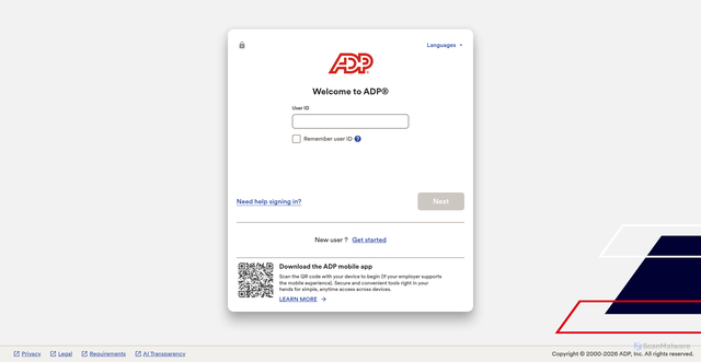 Security scan screenshot of https://wfn-iat.adp.com
