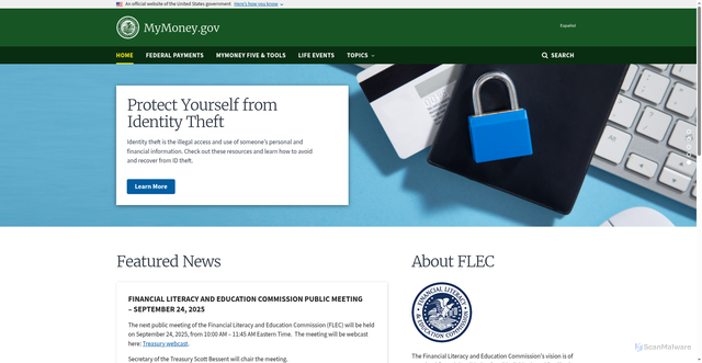 Security scan screenshot of https://www.mymoney.gov/