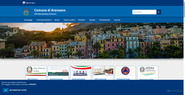 Security scan screenshot of https://www.comune.arenzano.ge.it