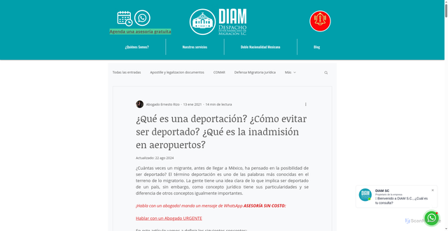 Security scan screenshot of https://www.diamsc.com/post/que-es-una-deportacion-como-evitar-ser-deportado-que-es-la-inadmision-en-aeropuertos