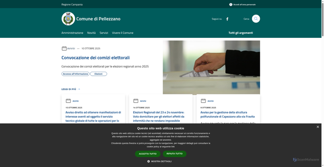 Security scan screenshot of https://www.comune.pellezzano.sa.it/it