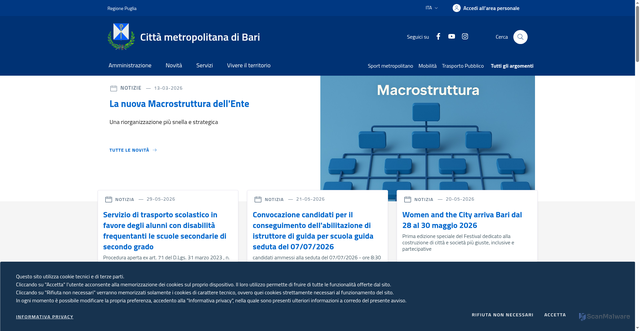 Security scan screenshot of https://www.cittametropolitana.ba.it