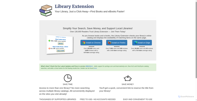 Security scan screenshot of https://api.libraryextension.com