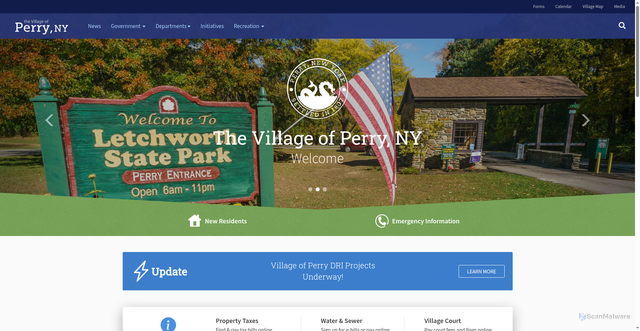 Security scan screenshot of https://villageofperryny.gov/