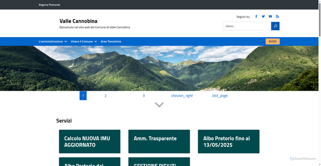 Security scan screenshot of https://www.comune.vallecannobina.vb.it