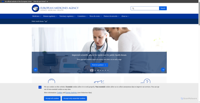 Security scan screenshot of https://www.ema.europa.eu/en/homepage