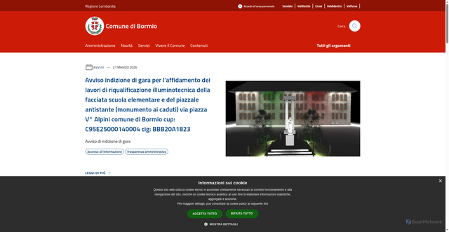 Security scan screenshot of https://www.comune.bormio.so.it
