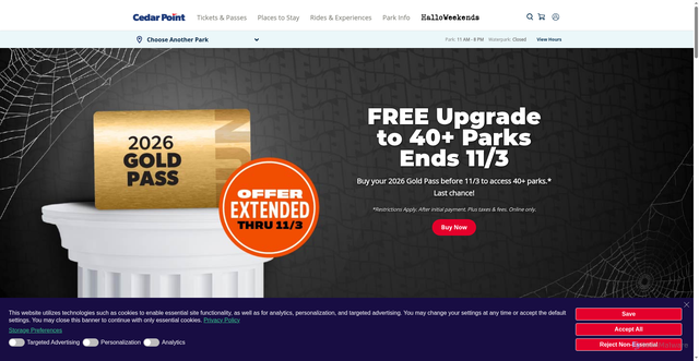 Security scan screenshot of https://www.cedarpoint.com/