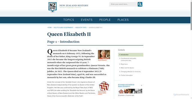 Security scan screenshot of https://nzhistory.govt.nz/politics/queen-elizabeth