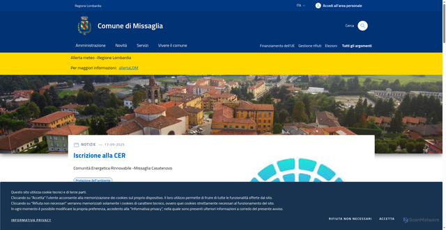 Security scan screenshot of https://www.comune.missaglia.lc.it/