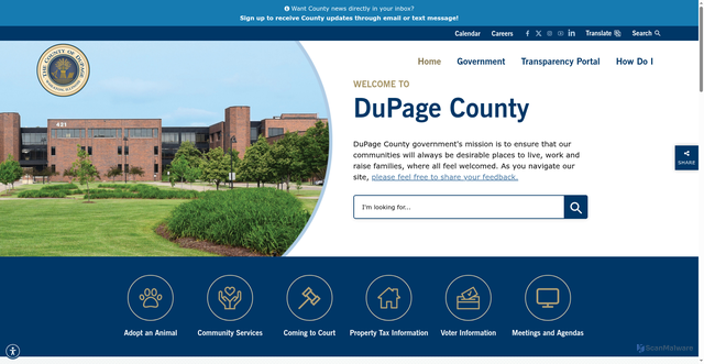 Security scan screenshot of https://www.dupagecounty.gov/