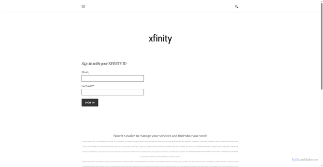 Security scan screenshot of http://xfinitymanagementsocialservice.weebly.com