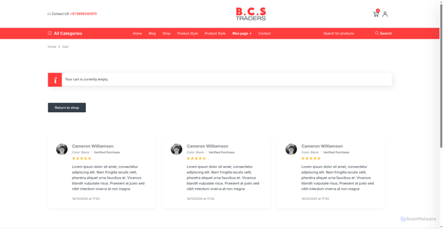 Security scan screenshot of https://bcs.bpsservice.in/cart/