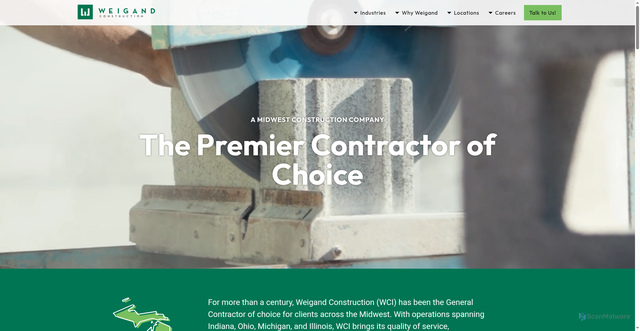 Security scan screenshot of https://weigandconstruction.com