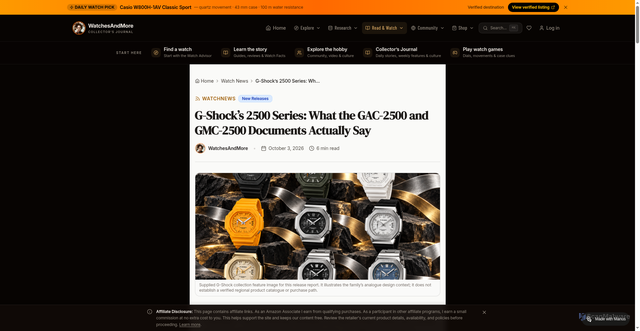 Security scan screenshot of https://watchesandmore.org/watch-news/gshock-2500-casionaut-gac-gmc-october-2026