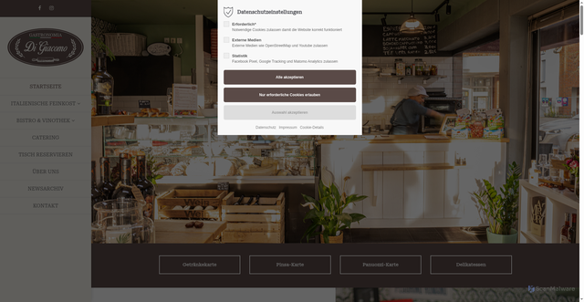Security scan screenshot of https://italienische-feinkost-bistro-ostbevern.de/