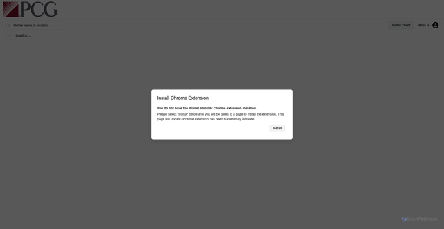 Security scan screenshot of https://pcg.printercloud.com