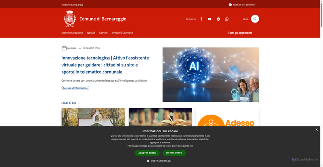 Security scan screenshot of https://www.comune.bernareggio.mb.it