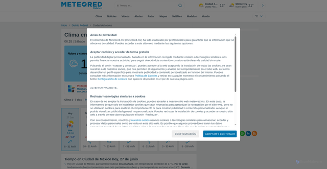 Security scan screenshot of https://www.meteored.mx/clima_Ciudad+de+Mexico-America+Norte-Mexico-Distrito+Federal--1-21043.html