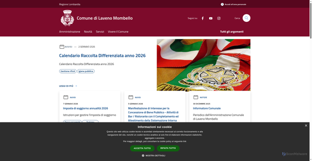 Security scan screenshot of https://www.comune.laveno.va.it/it