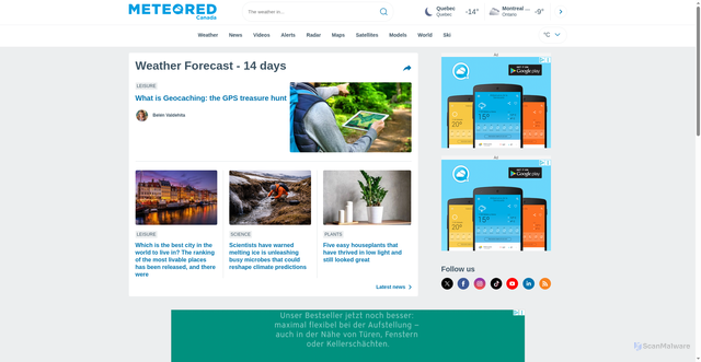 Security scan screenshot of https://theweather.net