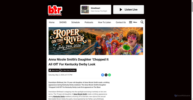 Security scan screenshot of https://www.blasttheradio.com/news/the-blast/anna-nicole-smiths-daughter-chopped-it-all-off-for-kentucky-derby-look/