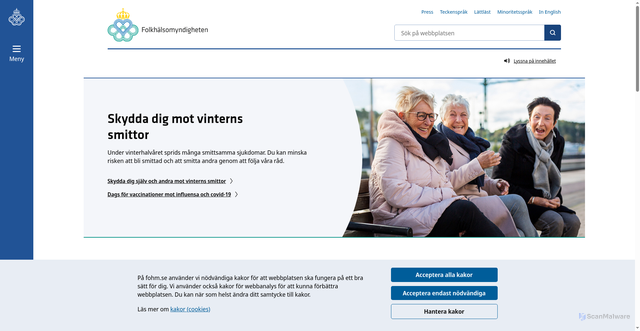 Security scan screenshot of https://www.folkhalsomyndigheten.se