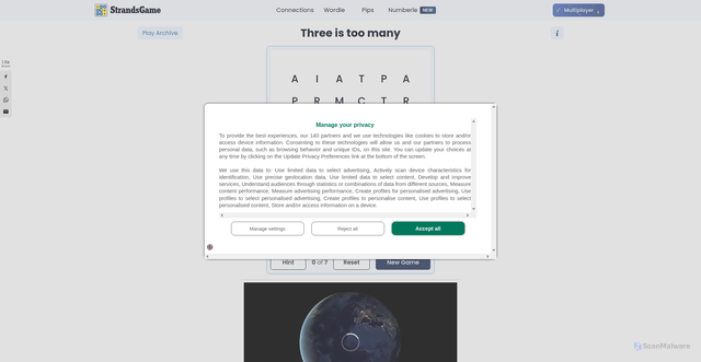 Security scan screenshot of https://strandsgame.me/
