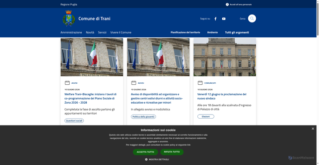 Security scan screenshot of https://www.comune.trani.bt.it