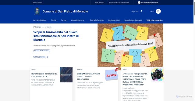 Security scan screenshot of https://www.comune.sanpietrodimorubio.vr.it/