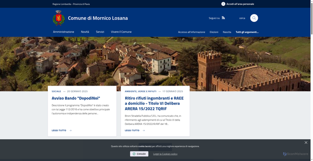 Security scan screenshot of https://www.comunemornicolosana.pv.it/it-it/home