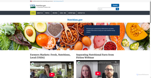 Security scan screenshot of https://www.nutrition.gov/