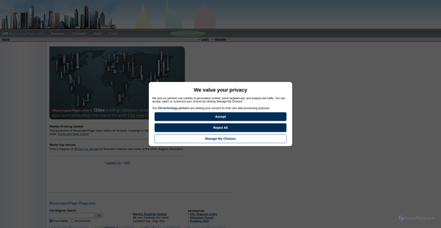 Security scan screenshot of https://skyscraperpage.com