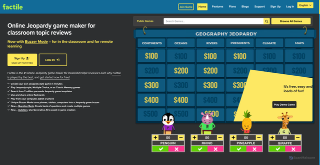 Security scan screenshot of https://www.playfactile.com/